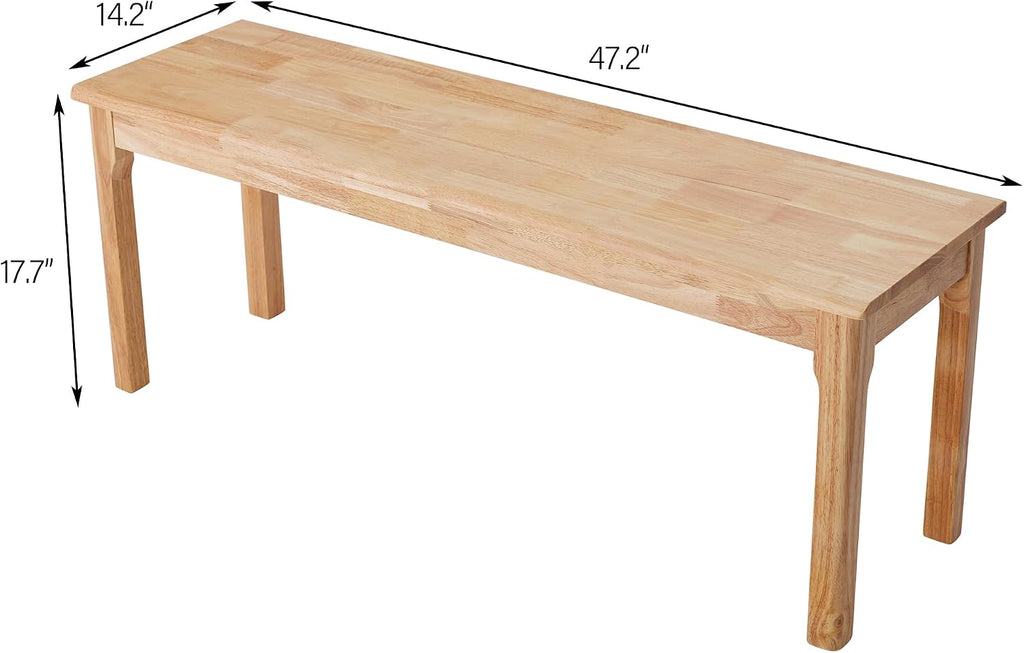 100% Solid Oak Wood Dining Bench Entryway Bench Midcentury End of Bed Bench, Outdoor Bench,Rustic Home Décor Furniture Natural Wooden Slab Bench for Bedroom Household Dining Table (Natural)