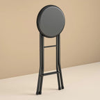 Folding Stool, Metal Frame Indoor Outdoor Portable Seat with Non-Slip Feet, Black