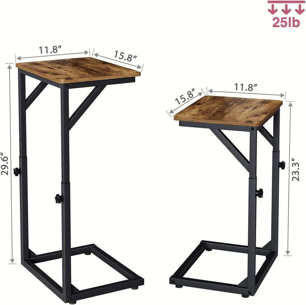 5-Level Adjustable C-Shaped End Table, Small Side Table for Couch, Sofa TV Tray Table for Living Room, Bedroom, Bedside ET-ZA-BRW1