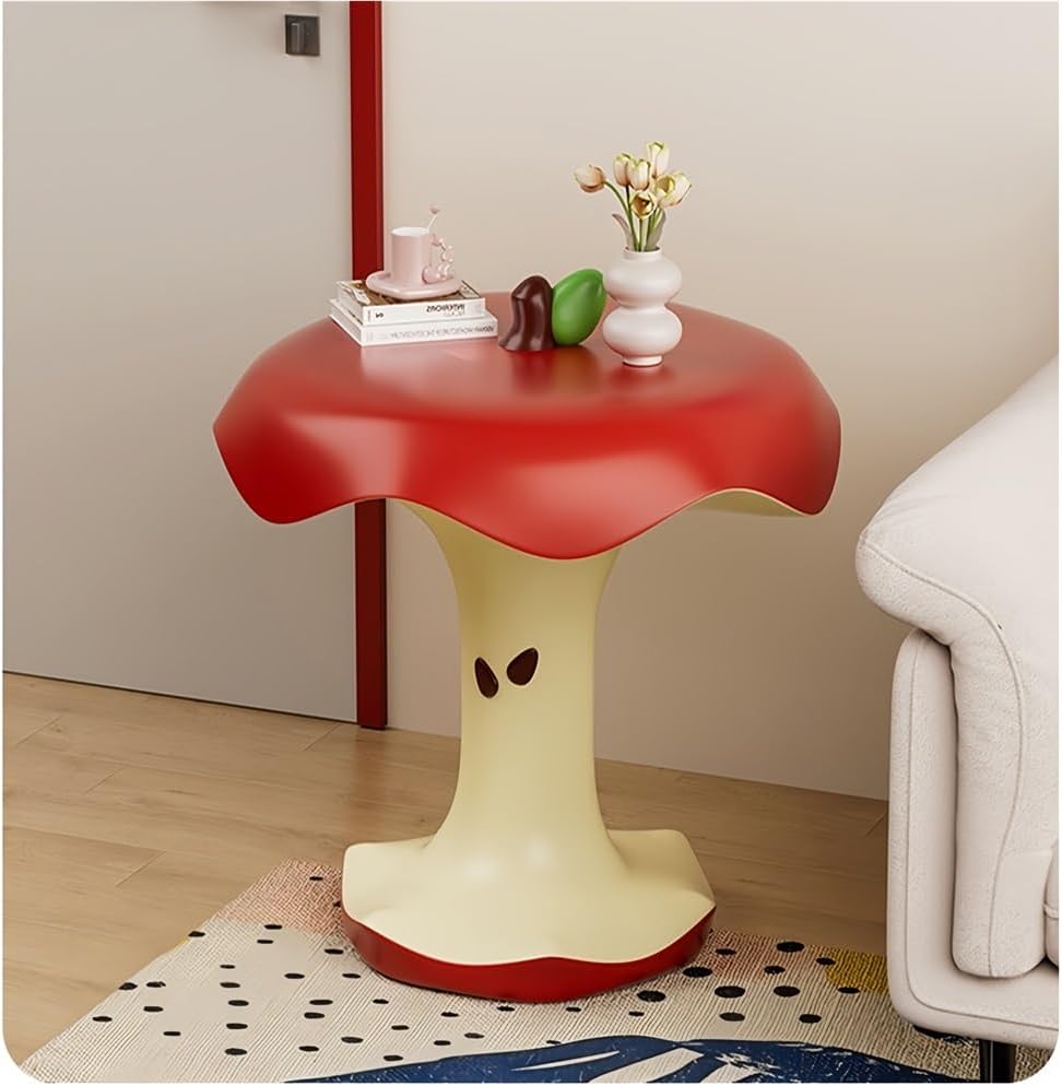 Cute Apple-Shaped Accent Table, Resin Fruit-Shape Side Tables, Small End Table Living Room, Sofa, or Reading Corner