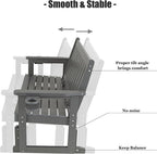 Poly Lumber Patio Glider, HIPS Material Weather-Resistant Swing Bench for Outdoor Porch Garden, Gray
