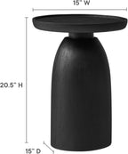 Modway Holloway Solid Mango Wood Side End Table in Black – Contemporary Wooden Accent Table for Living Room – Small Round Plant Stand or Pedestal Drink Table