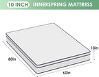 PayLessHere 10 Inch Innerspring Queen Mattress Medium Firm Hybrid Mattress with Removable Cover CertiPUR-US Certified Bed-in-a-Box Pressure Relief Foam Mattress,White