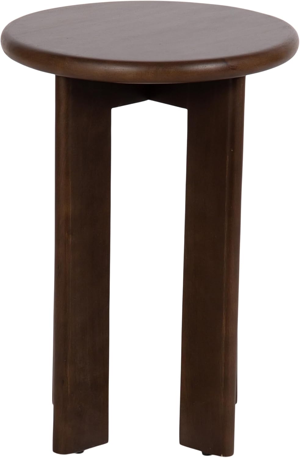 Kate and Laurel Seebeck Modern Wooden Round Side Table; 14 x 14 x 20; Dark Brown; Transitional Wood End Table for Use as Bedroom Nightstand or Living Room Accent Table