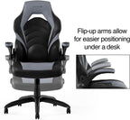 STAPLES Emerge Vortex Gaming Chair, Adjustable Height, Swivel Black | Racing-style design with sturdy swivel base, ideal for gaming or office desk setups.