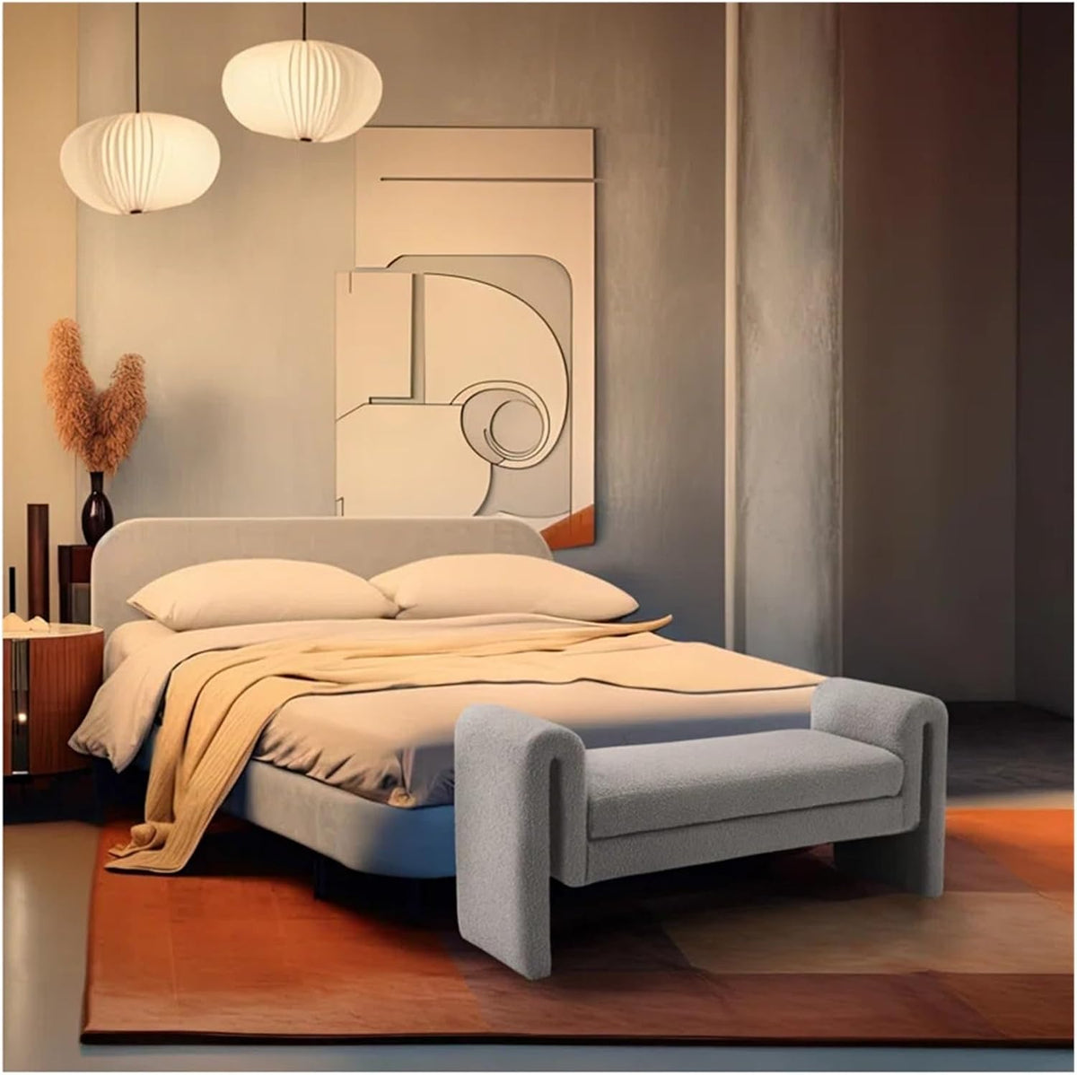 Modern Bedroom Ottoman Bench,Upholstered End of Bed Modern Entryway Shoe, Living Room Dinning Entryway