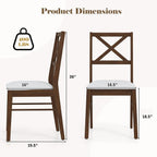 POWERSTONE Dining Chairs Set of 2, Wooden Kitchen Chairs with Soft Fabric Seat for Dining, Living Room, Restaurant - Mid Century Farmhouse Dining Chairs(Brown & White)