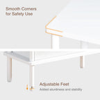 End Table with Storage Basket, Small Narrow Side Table for Bedroom Living Room, 3-Tier Slim Bedside Table, 25" H Nightstand with Fabric Shelf, White
