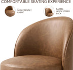 Faux Leather Swivel Barrel Accent Chair, Upholstered Kitchen Dining Room Chair, Makeup Vanity Side Chair for Bedroom Living Room - Brown