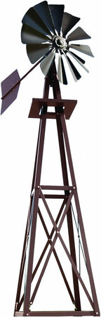 Outdoor Water Solutions Decorative Backyard Windmill – Bronze Finish – Durable Weather-Resistant 4-Leg Tower with Anchoring Stakes – Lawn & Garden Décor – 8ft 3in