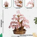 Natural Rose Quartz Tree Large,18" Chakra Crystal Tree(1,300 Gemstone Count) Healing Properties - Bonsai Feng Shui Money Tree for Love Self Care Home Office Decoration