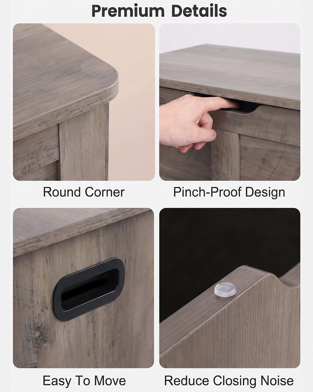 Timberer 39.4" Storage Chest, Storage Trunk with 2 Safety Hinges, Wooden Storage Bench, Shoe Bench, Entryway Bench for Living Room, Bedroom, Grey