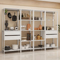 Madesa Kitchen Pantry Storage Rack with 4 Drawers, Open Shelves and Hanging Spaces 102" L Multiuse Modular Cabinet for Kitchen Organization - White