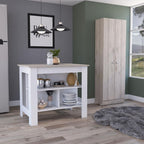 8-Shelf 2-Door Kitchen Island and Pantry Cabinet Set | Includes 8 shelves and 2 doors for expanded storage capacity