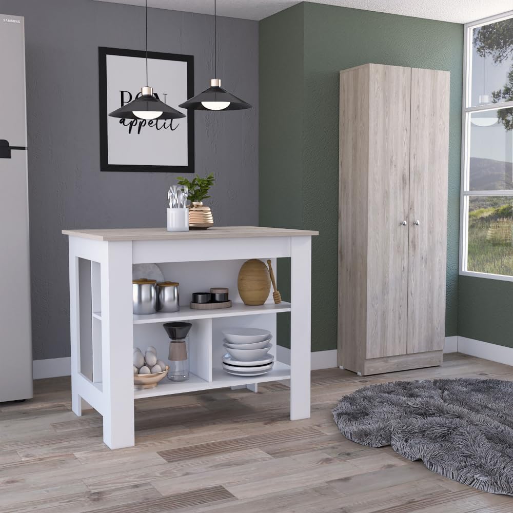 8-Shelf 2-Door Kitchen Island and Pantry Cabinet Set | Includes 8 shelves and 2 doors for expanded storage capacity
