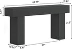 63 Inch Long Console Table for Entryway, Farmhouse Wood Rectangular Sofa Table Behind Couch Table, Narrow Entryway Table for Living Room, Entrance, Hallway, Foyer, Easy Assembly (Charcoal Black)
