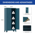 COFaR Metal Pantry Cabinet with Doors, Farmhouse 61'' Tall Storage Cabinet with 3 Adjustable Shelves, Kitchen Pantry Cabinet for Dinning Room, Laundry, Peacock Blue 4-Tier