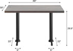 Flash Furniture Bennett 30" x 48" Solid Wood Commercial Indoor Tabletop in Dark Brown with Dual 5" x 22" Dining Height Black Cast Iron T Bases, 400 lb. Static Capacity