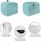 Toaster Cover 2 Slice Moroccan Pattern Toaster Oven Cover with Pockets Geometric Trellis Cyan Blue Dustproof Bakeware Protector Small Kitchen Appliance Dust Covers and Fingerprint Protection for Women