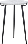SAFAVIEH Home Collection - Hesse Side Table, Round Grey Marble Top with Black Metal Legs, Fully Assembled (ACC3732A)