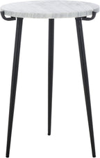 SAFAVIEH Home Collection - Hesse Side Table, Round Grey Marble Top with Black Metal Legs, Fully Assembled (ACC3732A)