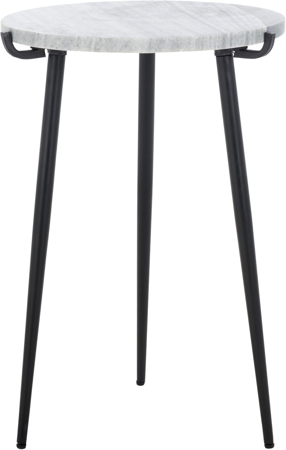 SAFAVIEH Home Collection - Hesse Side Table, Round Grey Marble Top with Black Metal Legs, Fully Assembled (ACC3732A)