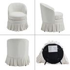 chairus Upholstered Dining Chairs Set of 2, Linen Barrel Dining Room Chairs with Pleated Skirt & Metal Legs, Modern Farmhouse Slipcovered Side Kitchen Chairs, Cream White