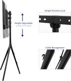 VIVO Black Easel TV Stand for 45 to 65 inch Screens, STAND-TV65AB | Articulating Artistic Studio Display Stand, Adjustable TV Mount with Swivel, Tripod Base, Max VESA 600x400, Holds 77 lbs