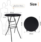 pollilar Cocktail Table 28in Portable Folding Bar Height Table, Compact Round High Top Plastic & Steel Bistro with Removable Legs, Indoor Outdoor RV Patio Catering Parties Commercial Events-Black