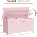 SUPER DEAL Storage Chest, 39 inches Chest Box Organizer with 2 Safety Hinges, Wooden Entryway Shoe Organizer Storage Bench, Pink
