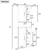 72 Inch Storage Cabinet, Tall Kitchen Pantry Cabinet with Slide Rails Drawer and Adjustable Shelf, Linen Storage Cabinet with Doors and Functional Storage Rack, for Bathroom or Kitchen, White