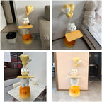 Adorable Cartoon Side Table with Tray, Resin Side Table with Balloons Decor and Base for Living Room, Bedroom, Requires Assembly