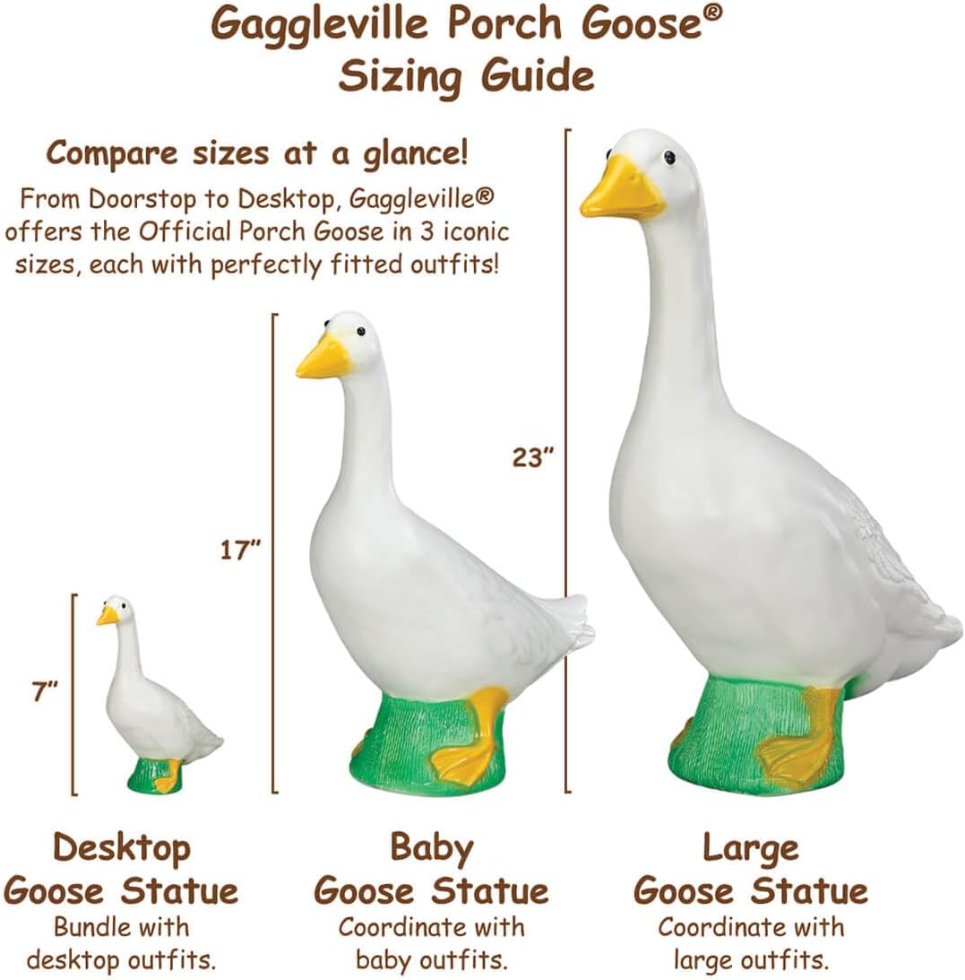 Fox Valley Traders Gaggleville Goose Pumpkin Bundle, Includes One Large 23" White Goose, One Baby 17" White Goose and Two Outfits - One Baby & One Large Pumpkin Goose Outfit Included