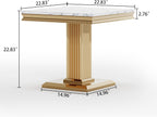 Henf 23in Square End Table Faux Marble End Table with Pillar Stainless Steel Base, Night Table White Marble top Accent Sofa Side Table for Living Room Office, Luxury White&Gold End Side Table