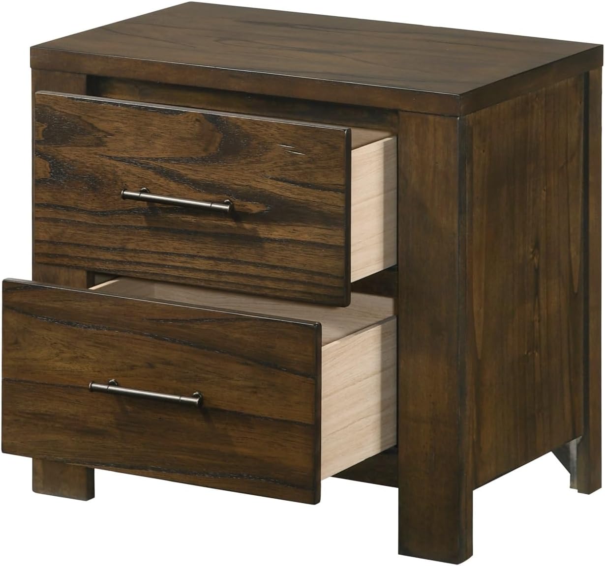 Oak Finish Nightstand 1pc Contemporary Two-Drawers Nightstand Bed Side Cabinet Furniture,for Small Spaces