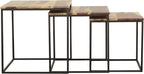 20" Natural Wood Stacking Nesting Tables, Set of Nesting Tables with Slender Metal Legs, Side Tables with Industrial Rustic Fusion for Versatile Home Living Spaces, Brown
