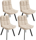 Susalt Swivel Dining Chairs Set of 4, Upholstered Dining Room Chairs, Leather Kitchen Chairs with Metal Feet, Double-Layer Foam Dinner Chair for Dining Room, and Kitchen, Off White and Black