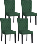 adochr Velvet Dining Chairs Set of 4, Parsons Kitchen Chair, Green | Wooden Legs & Nailed Trim, Upholstered Dining Room Chairs 350 LBS Capacity
