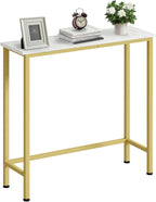 Narrow Console Table, 29.5" Small Entryway Table, Thin Hallway Tables, Slim Sofa Side Tables for Hallway, Living Room, Bedroom, Foyer, Marbleized White