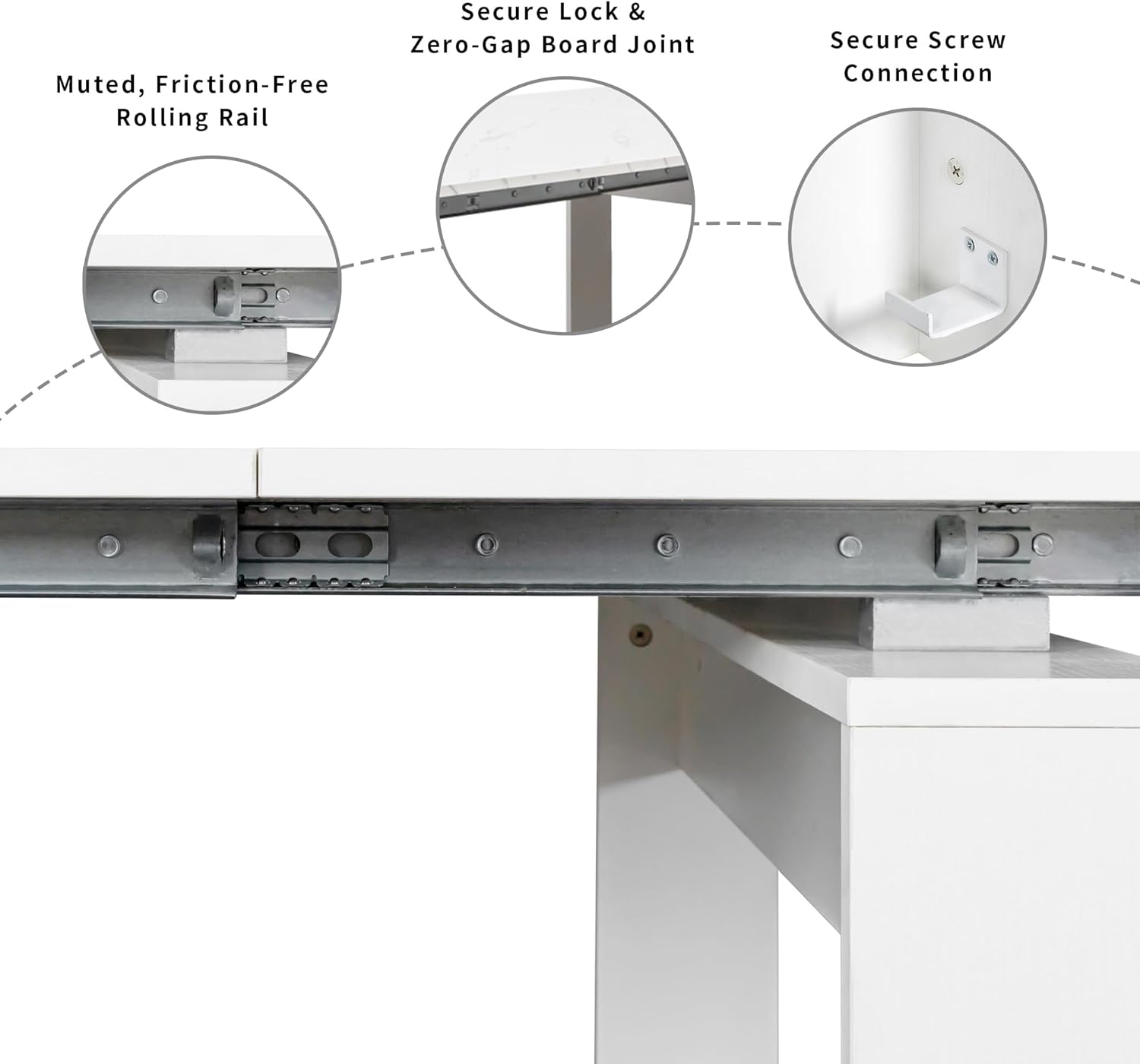 Extendable Dining Table, Transformer Console Table for 1-12 People, Folding Space Saving Dining Room Table for Homes, Apartments, Marble White