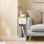 SoBuy Narrow Nightstand, Slim Bedside Tables with Drawers Suitable for Small Space, Easy Assemble (White) | Bedside Table Bedroom Living Room Table with Skirting Board Design, Space Saving for Small Spaces, White, FBT111-W