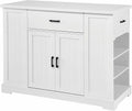 46 Inch Kitchen Island Cart with Storage Cabinet, Wood Top Breakfast Bar with Drawer, Multifunctional Kitchen Table with