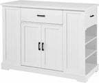 46 Inch Kitchen Island Cart with Storage Cabinet, Wood Top Breakfast Bar with Drawer, Multifunctional Kitchen Table with