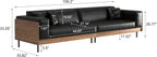 106.3" 4 Seater Patio Sofa, Minimalist Deep Seat Waxed Leather Couch with Weather Resistant Fabric, Outdoor Furniture for Pool Balcony Lounge Sunroom and Backyard, Black