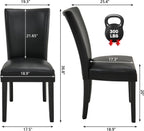 Set of 2 Black Dining Chairs, Modern Upholstered Parsons Chairs with Wooden Legs and Leather Finish, Ideal for Kitchen, Dining Room & Café