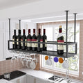 Adjustable Ceiling Wine Glass Rack - Iron Hanging Wine Bottle Holder 11.8-23.6 Inch Height Wall-Mounted Wine Shelf for Kitchen Bar Cafe - 80cm Size