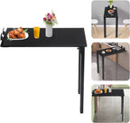 Wall Mounted Folding Table, Solid Wood Multi-Layer Fold Down Desk 132lbs Load-Bearing, Space-Saving for Kitchen, Home Office & Small Spaces (Black)