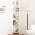 Yoobure Corner Shelf Stand, 5-Tier Bookshelf, 65" Tall Shelves for Bedroom, Living Room, Narrow Display Shelf Bookcase, White Book Shelf with Display Shelves for Office