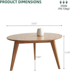 100% Solid Oak Wood Mini Coffee Table, Round Cofffe Tables Side Table w/Solid Wood Legs, Walnut Mid Century Table for Bedroom Balcony Living Room (23.62" D x 13.78" H)
