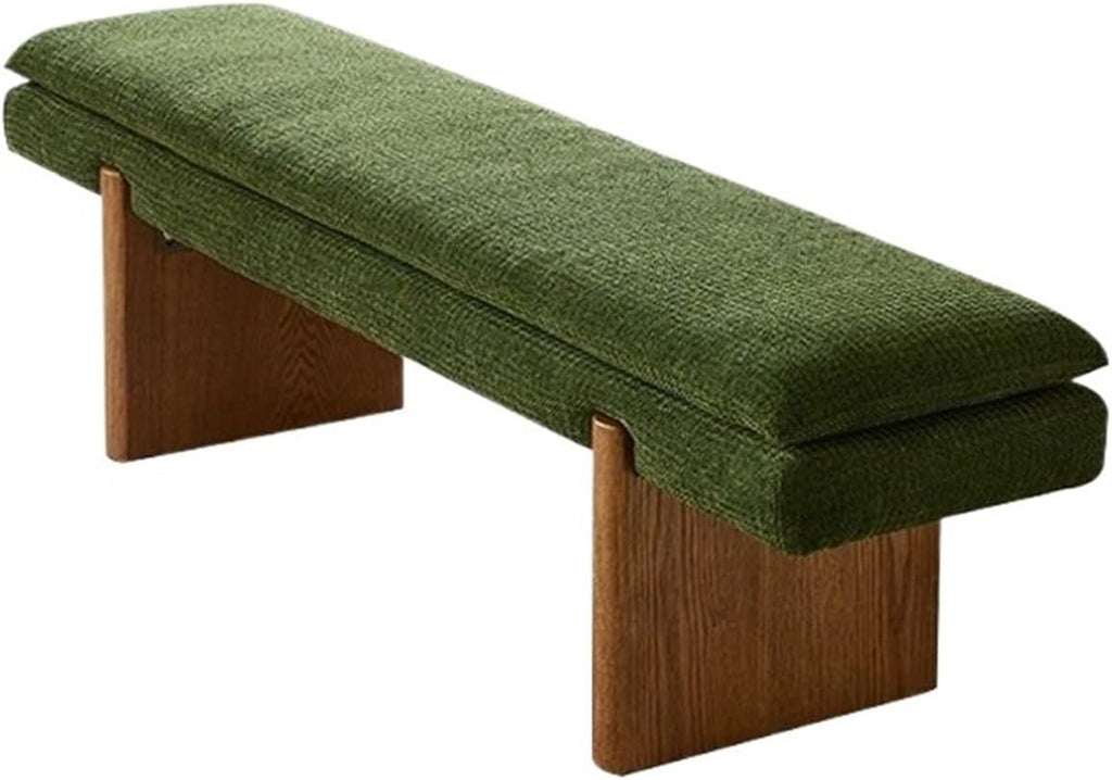Modern Green Bedroom Bedside Bench Dressing Room Wooden and Fabric Long Entryway(Medium)